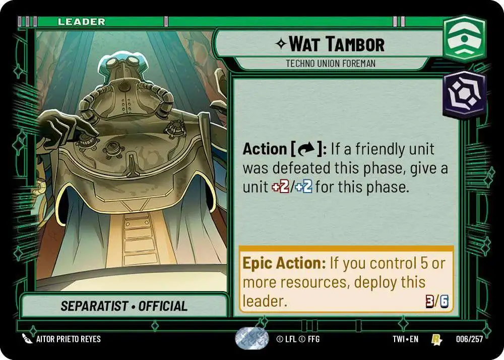 Star Wars: Unlimited Trading Card Game Twilight of the Republic Rare Wat Tambor - Techno Union Foreman #006