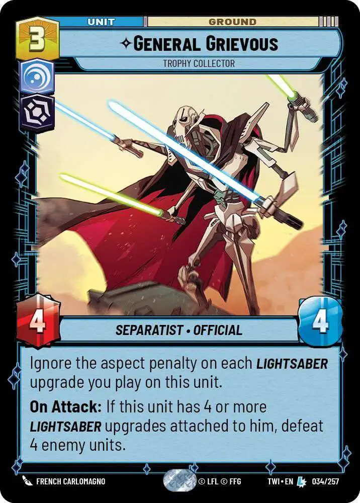 Star Wars: Unlimited Trading Card Game Twilight of the Republic Legendary General Grievous - Trophy Collector #034