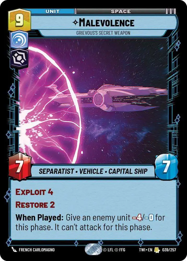 Star Wars: Unlimited Trading Card Game Twilight of the Republic Rare Foil Malevolence - Grievouss Secret Weapon #039