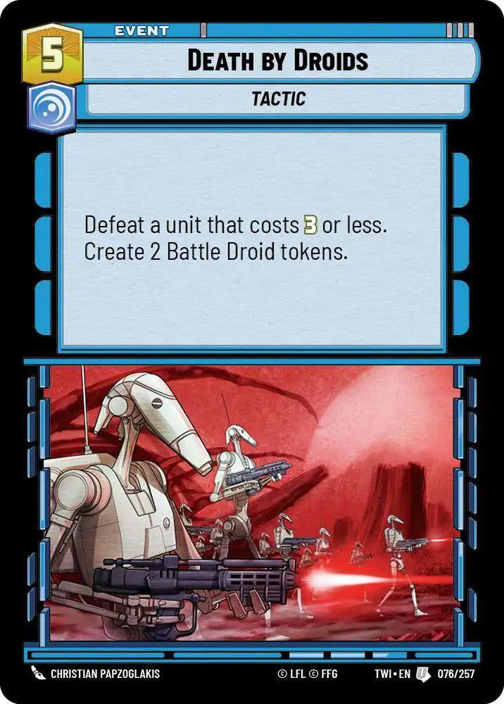 Star Wars: Unlimited Trading Card Game Twilight of the Republic Uncommon Death by Droids #076