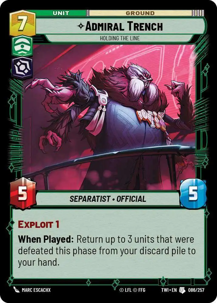 Star Wars: Unlimited Trading Card Game Twilight of the Republic Uncommon Admiral Trench - Holding the Line #086