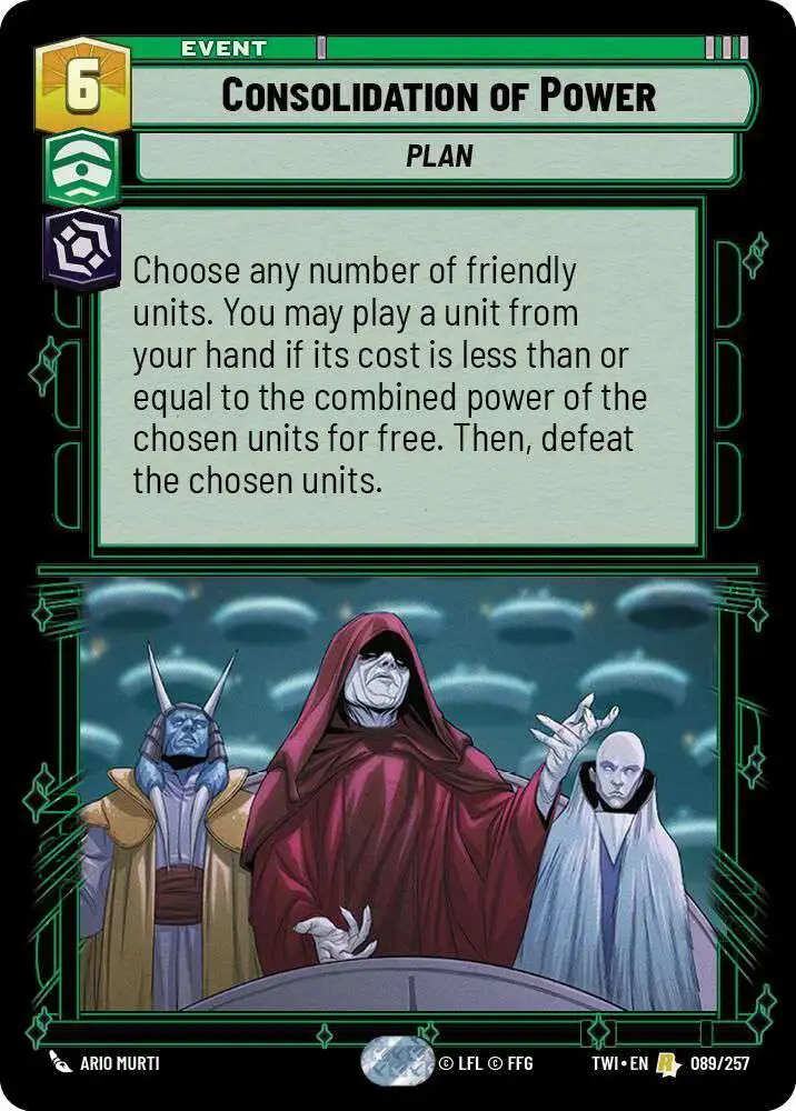 Star Wars: Unlimited Trading Card Game Twilight of the Republic Rare Consolidation of Power #089 Star Wars: Unlimited Trading Card Game Twilight of the Republic Rare Consolidation of Power #089