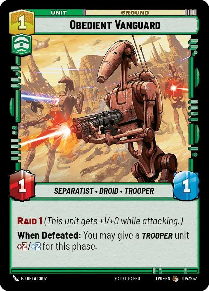 Star Wars: Unlimited Trading Card Game Twilight of the Republic Common Obedient Vanguard #104
