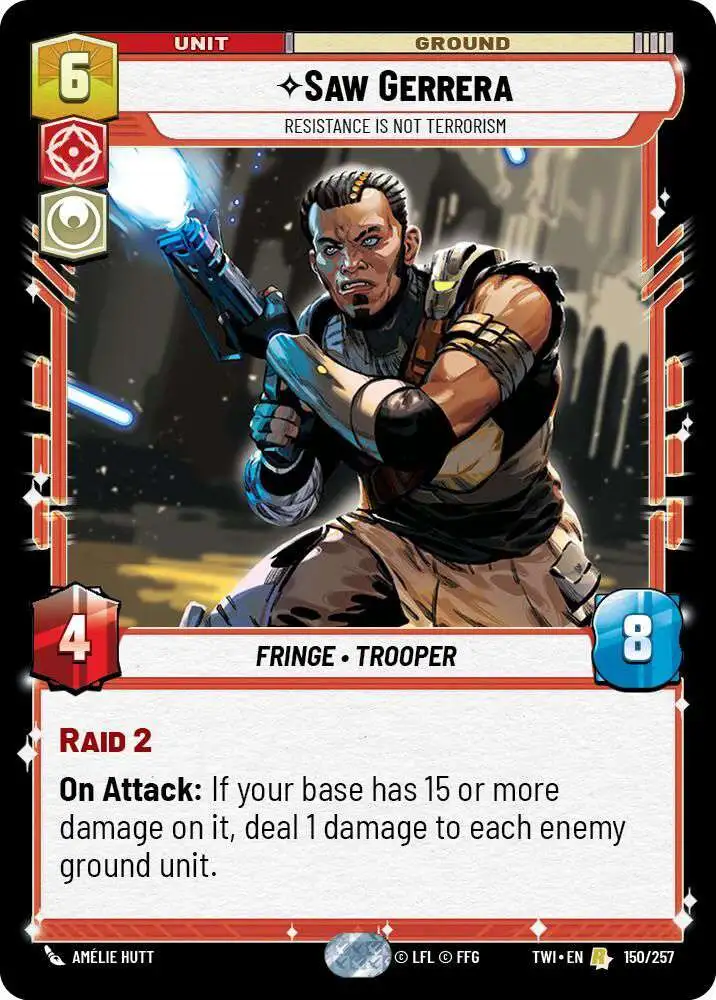 Star Wars Unlimited Trading Card Game Twilight of the Republic Single Card  Rare Saw Gerrera - Resistance is Not Terrorism 150 - ToyWiz