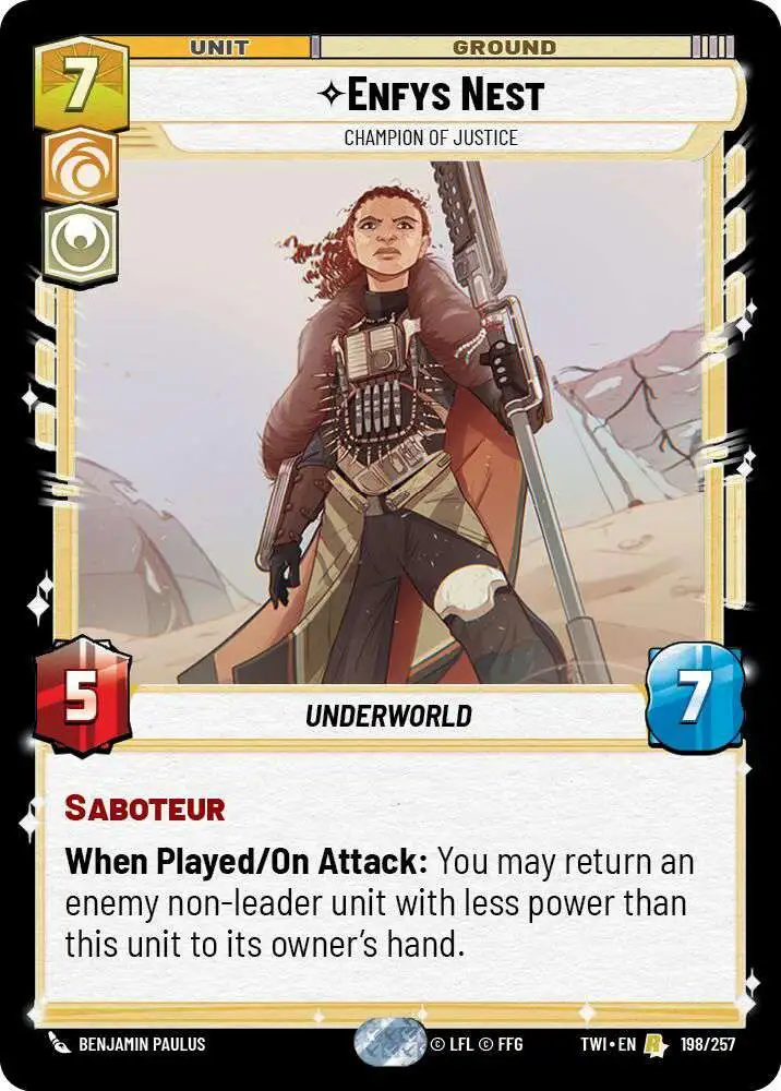 Star Wars: Unlimited Trading Card Game Twilight of the Republic Rare Enfys Nest - Champion of Justice #198 Star Wars: Unlimited Trading Card Game Twilight of the Republic Rare Enfys Nest - Champion of Justice #198