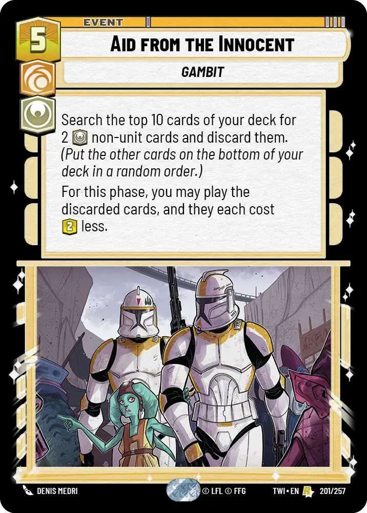 Star Wars Unlimited Trading Card Game Twilight of the Republic Single Card Rare Aid from the Innocent 201 - ToyWiz Star Wars Unlimited Trading Card Game Twilight of the Republic Single Card Rare Aid from the Innocent 201 - ToyWiz