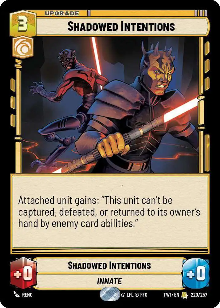 Star Wars Unlimited Trading Card Game Twilight of the Republic Single Card  Rare Shadowed Intentions 220 FOIL - ToyWiz