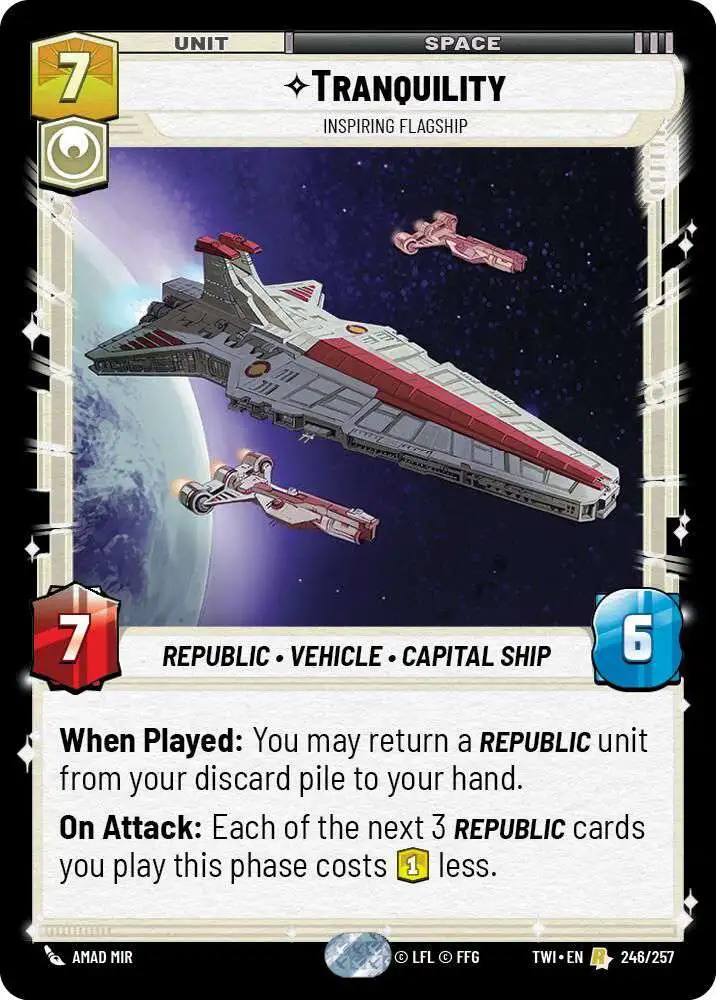 Star Wars: Unlimited Trading Card Game Twilight of the Republic Rare Tranquility - Inspiring Flagship #246