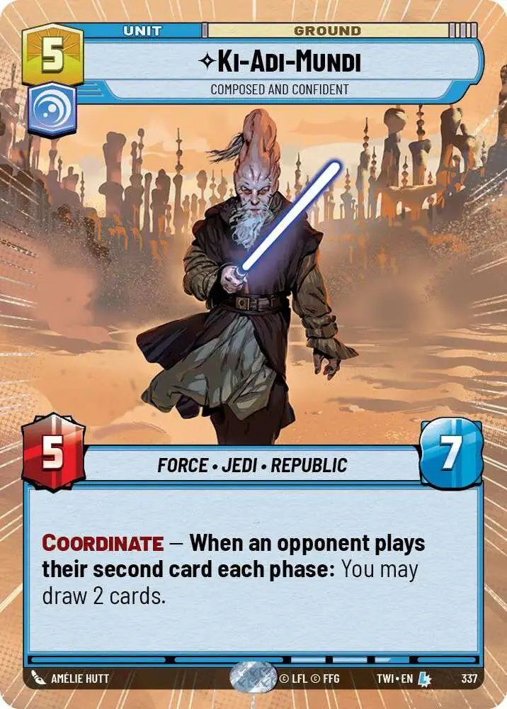 Star Wars: Unlimited Trading Card Game Twilight of the Republic Legendary Ki-Adi-Mundi - Composed and Confident #337 [Hyperspace]