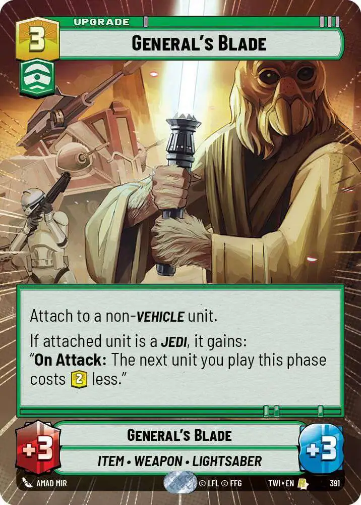 Star Wars Unlimited Trading Card Game Twilight of the Republic Single Card  Rare Generals Blade 391 Hyperspace FOIL - ToyWiz