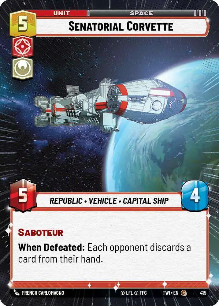 Star Wars: Unlimited Trading Card Game Twilight of the Republic Common Senatorial Corvette #415 [Hyperspace FOIL]