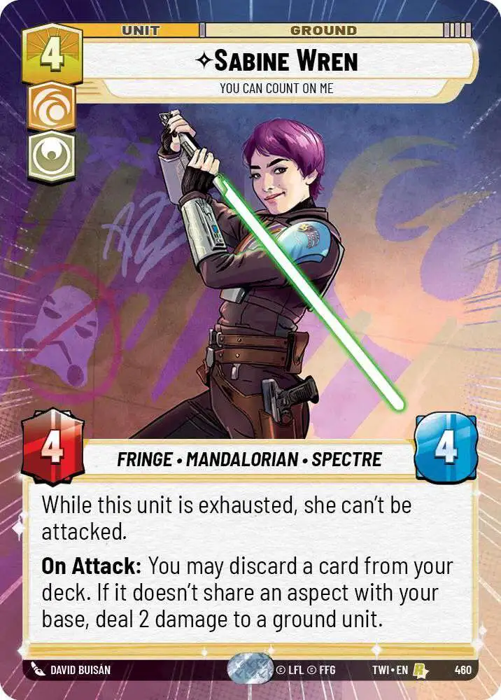 Star Wars: Unlimited Trading Card Game Twilight of the Republic Rare Sabine  Wren - You Can Count On Me #460 [Hyperspace]