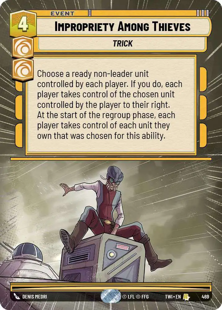 Star Wars Unlimited Trading Card Game Twilight of the Republic Single Card  Rare Impropriety Among Thieves 469 Hyperspace - ToyWiz