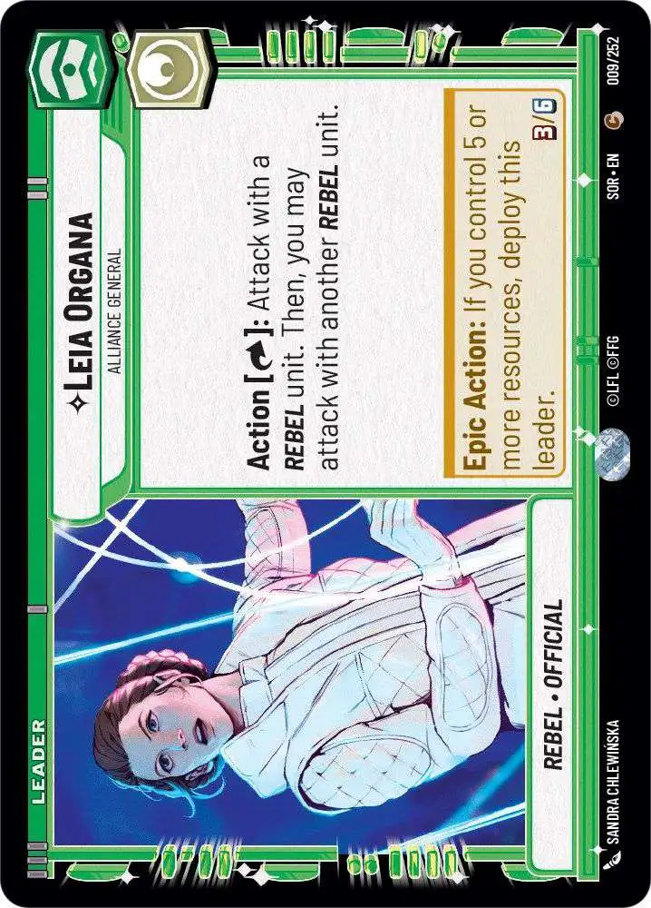 Star Wars: Unlimited Trading Card Game Spark of Rebellion Common Leia Organa - Alliance General #009