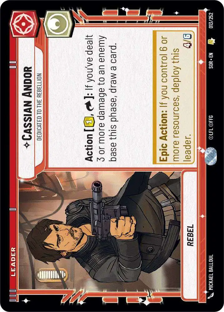 Star Wars: Unlimited Trading Card Game Spark of Rebellion Rare Cassian Andor - Dedicated to the Rebellion #013