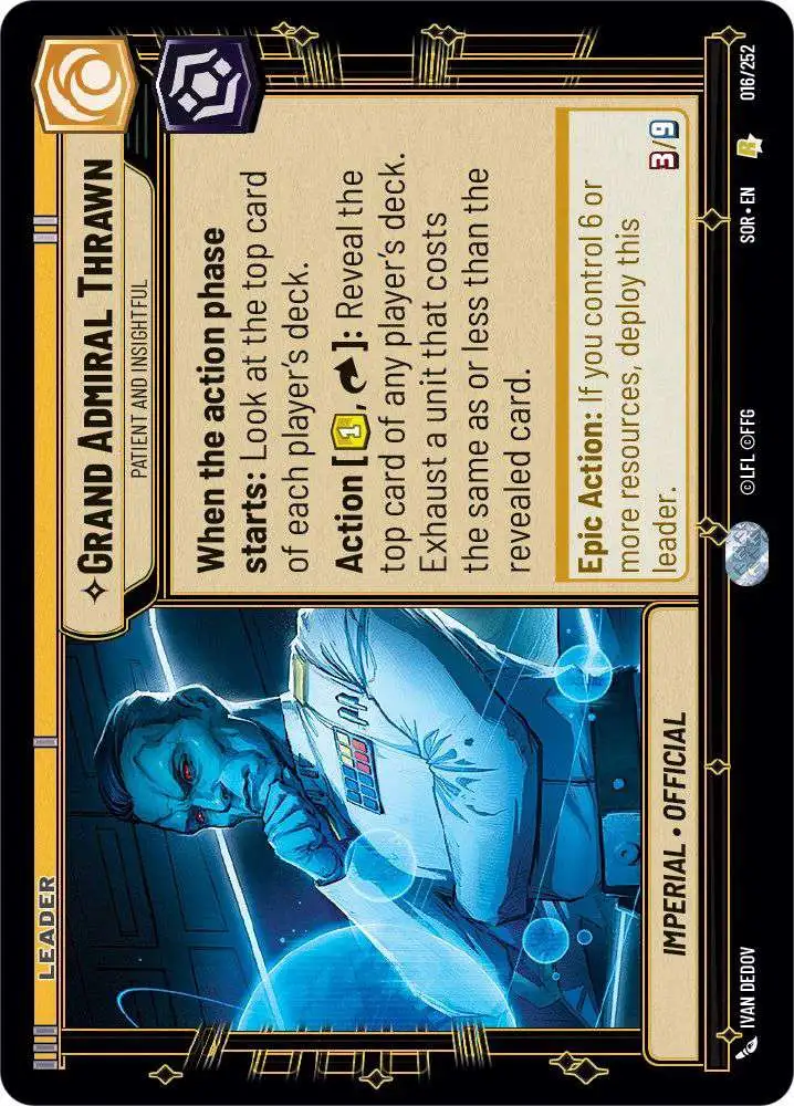 Star Wars: Unlimited Trading Card Game Spark of Rebellion Rare Grand Admiral Thrawn - Patient and Insightful #016