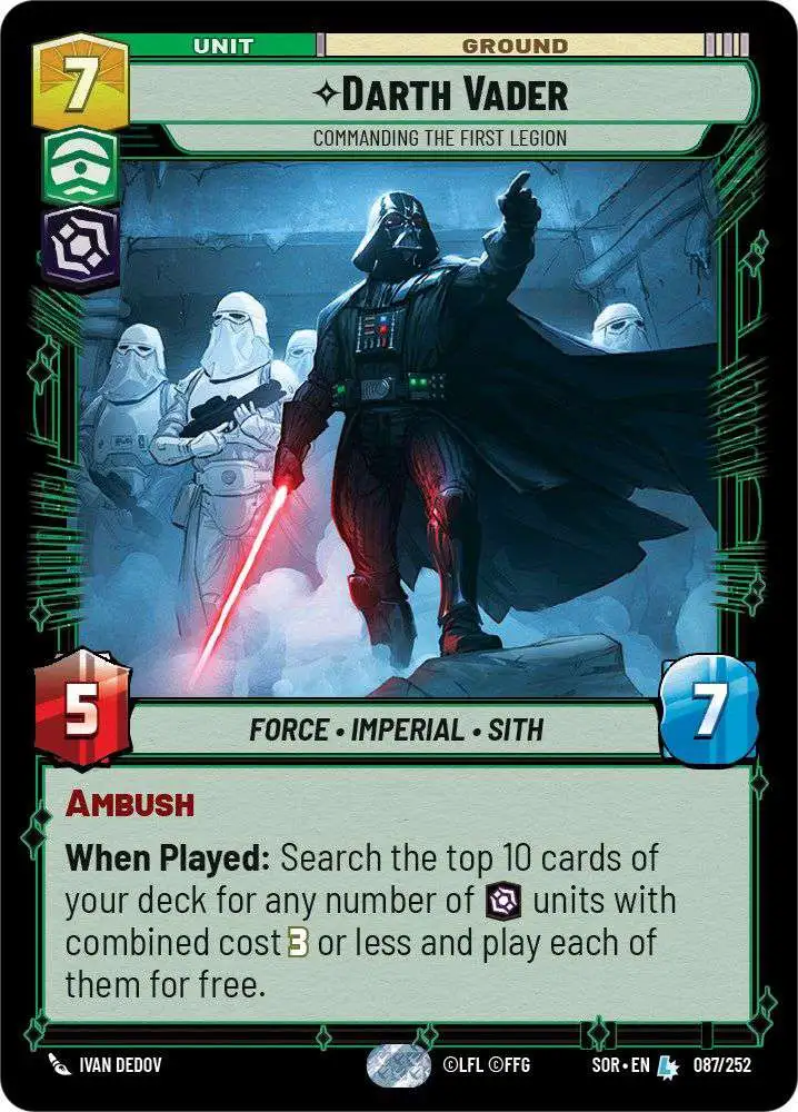 Star Wars: Unlimited Trading Card Game Spark of Rebellion Legendary Darth Vader - Commanding the First Legion #087
