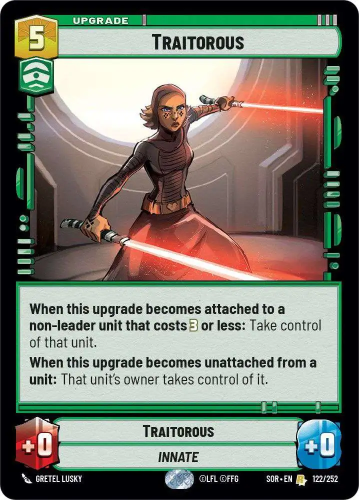 Star Wars: Unlimited Trading Card Game Spark of Rebellion Rare FOIL  Traitorous #122