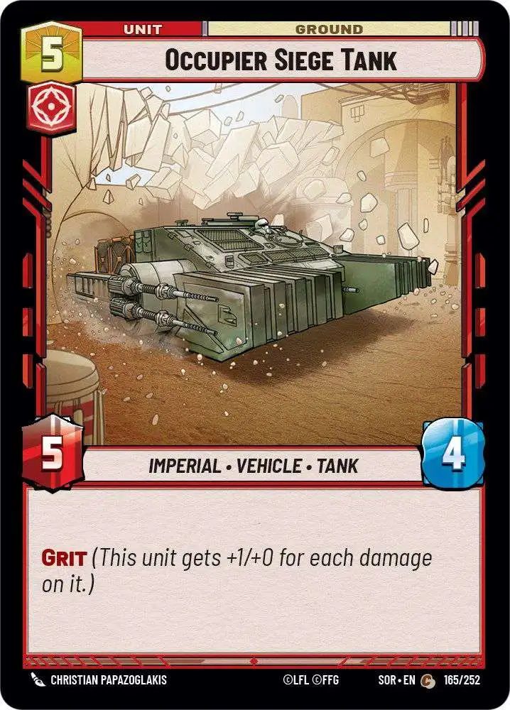 Star Wars: Unlimited Trading Card Game Spark of Rebellion Common Occupier Siege Tank #165