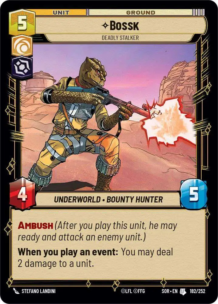 Star Wars: Unlimited Trading Card Game Spark of Rebellion Uncommon Bossk -  Deadly Stalker #182