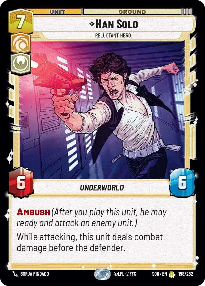 Star Wars: Unlimited Trading Card Game Spark of Rebellion Rare Han Solo -  Relunctant Hero #198