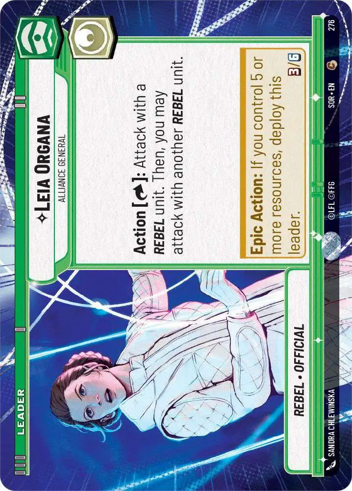 Star Wars: Unlimited Trading Card Game Spark of Rebellion Common Leia Organa - Alliance General #276 [Hyperspace]