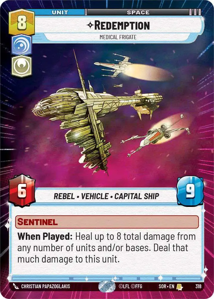 Star Wars Unlimited Trading Card Game Spark of Rebellion Single Card Rare  Redemption - Medical Frigate 318 Hyperspace - ToyWiz