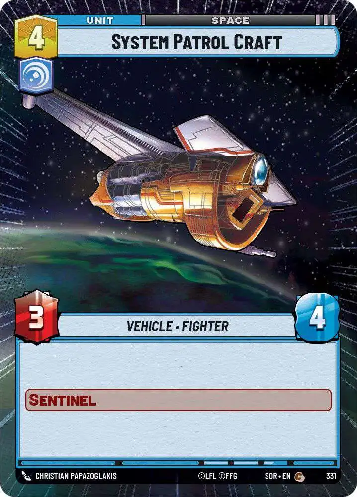 Star Wars: Unlimited Trading Card Game Spark of Rebellion Common System Patrol Craft #331 [Hyperspace]