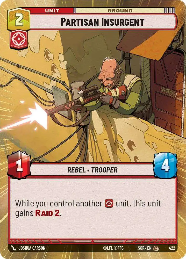 Star Wars: Unlimited Trading Card Game Spark of Rebellion Common Partisan Insurgent #422 [Hyperspace FOIL]