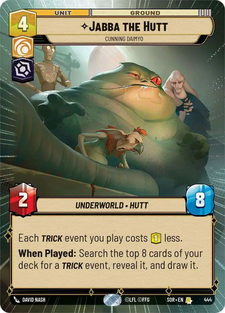 Star Wars: Unlimited Trading Card Game Spark of Rebellion Rare Jabba the Hutt - Cunning Daimyo #444 [Hyperspace]