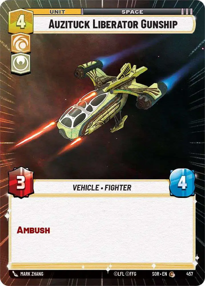 Star Wars: Unlimited Trading Card Game Spark of Rebellion Common Auzituck Liberator Gunship #457 [Hyperspace]