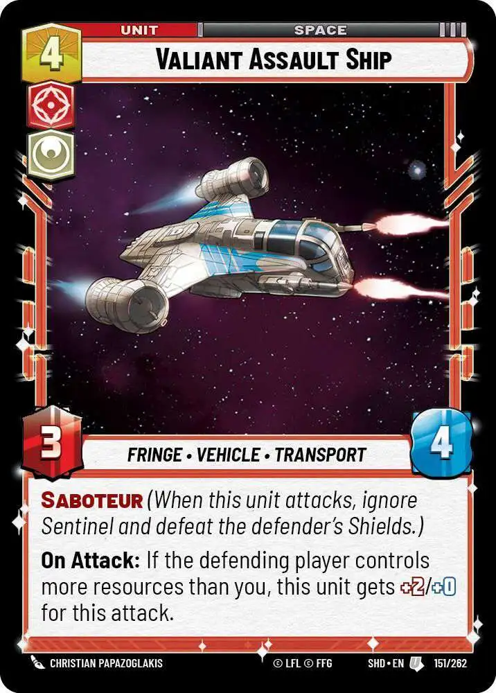 Star Wars: Unlimited Trading Card Game Shadows of the Galaxy Uncommon Valiant Assault Ship #151