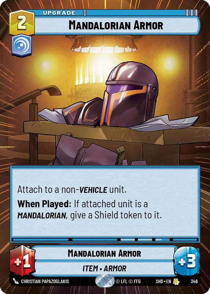 Star Wars: Unlimited Trading Card Game Shadows of the Galaxy Rare  Mandalorian Armor #346 [Hyperspace FOIL]