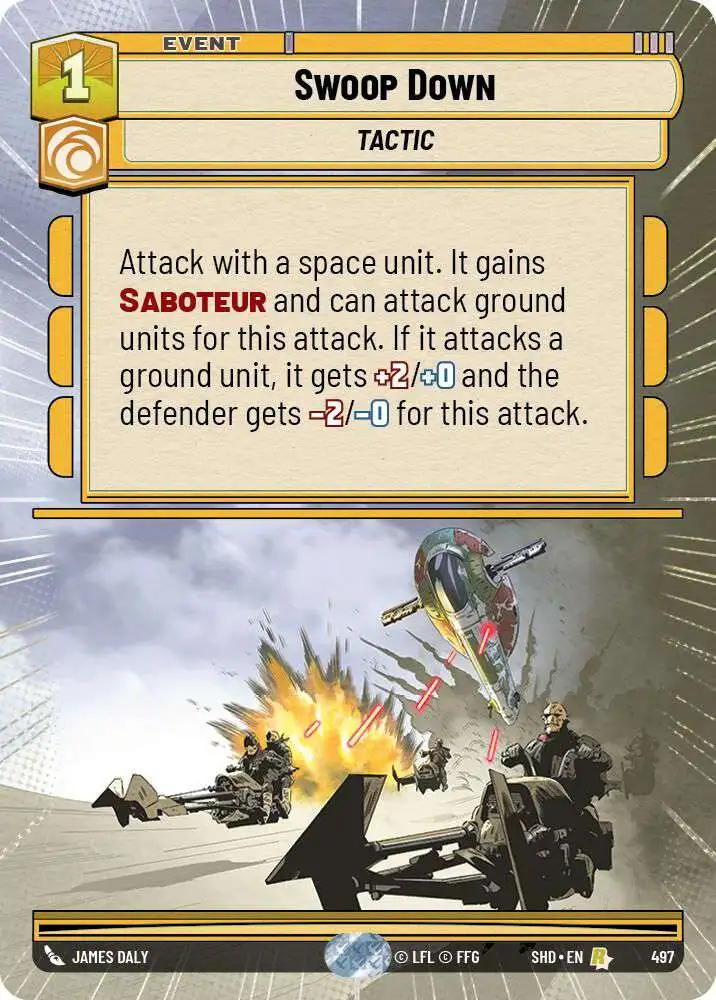 Star Wars: Unlimited Trading Card Game Shadows of the Galaxy Rare Swoop Down #497 [Hyperspace FOIL]