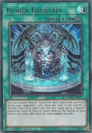 YuGiOh Tactical Masters Ultra Rare Runick Fountain TAMA-EN027