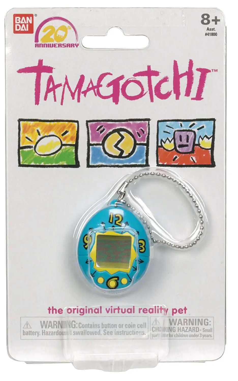 Tamagotchi Striped Electronic Virtual Reality Pet 1.5" Bandai 