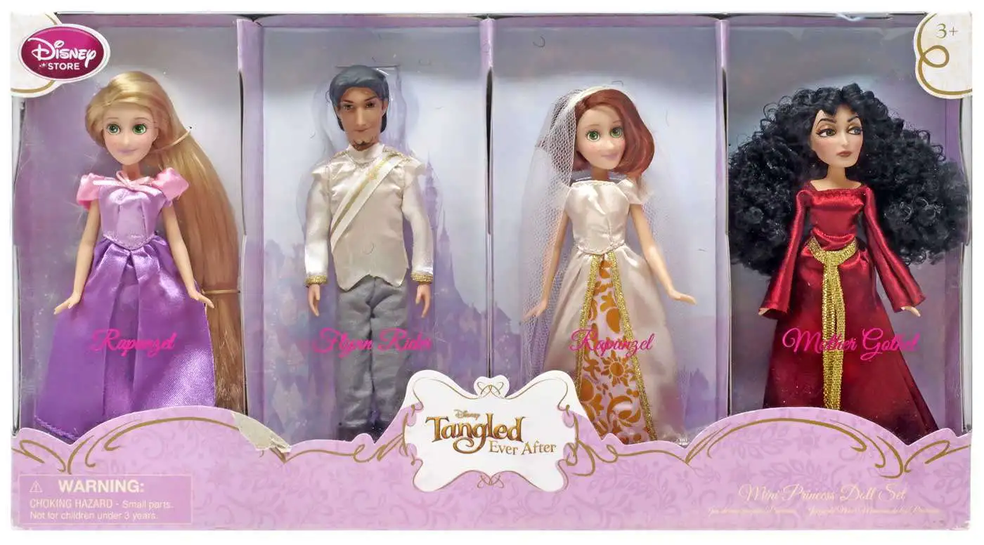 Disney Tangled Tangled Ever After Flynn Rider, Mother Gothel 2x Rapunzel  Exclusive Doll 4-Pack Set - ToyWiz