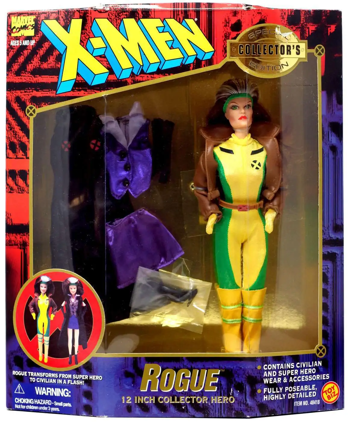 Marvel Entertainment X Men Rogue Collector Hero Action Figure 1996 Size 12 Inch 