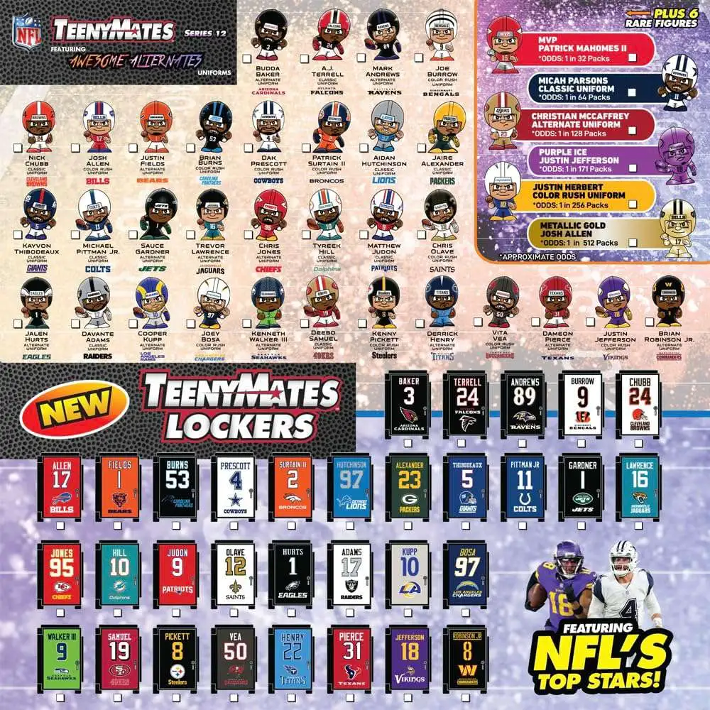 NFL TeenyMates 2024 Football LOCKERS Pack 3 RANDOM Figures, 3 Lockers