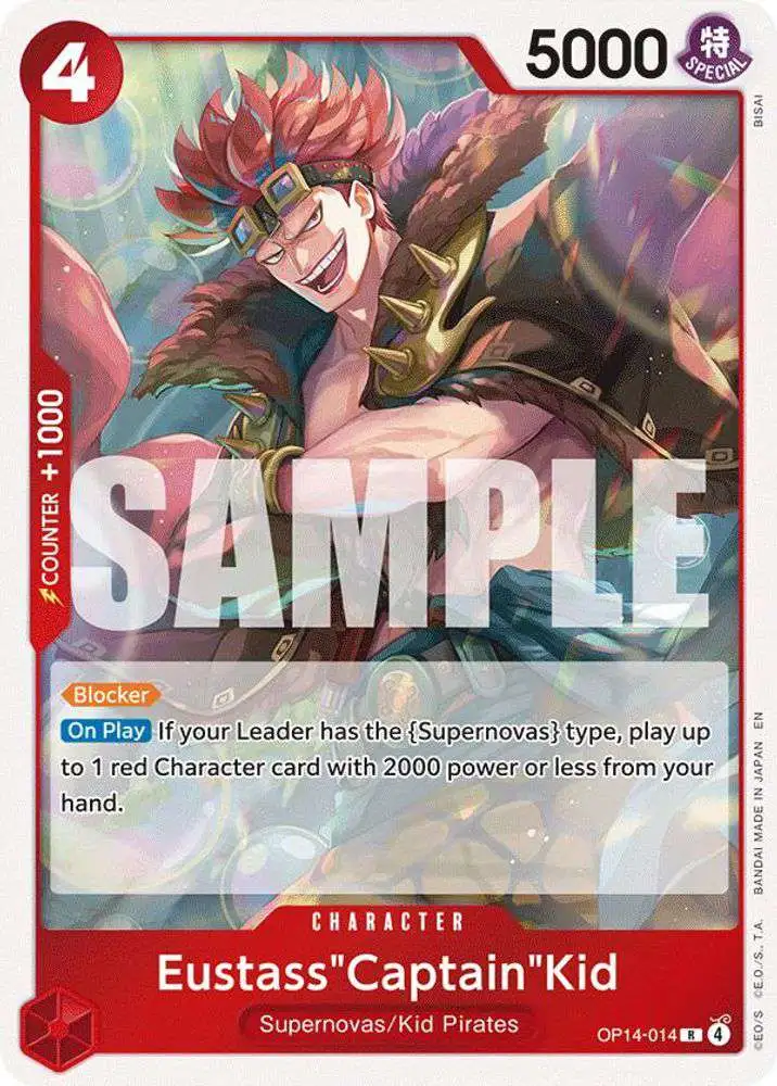 One Piece Trading Card Game The Azure Sea's Seven Rare EustassCaptainKid OP14-014