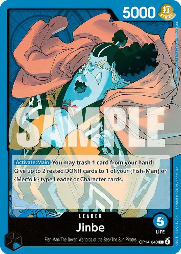 One Piece Trading Card Game The Azure Sea's Seven Leader Jinbe OP14-040