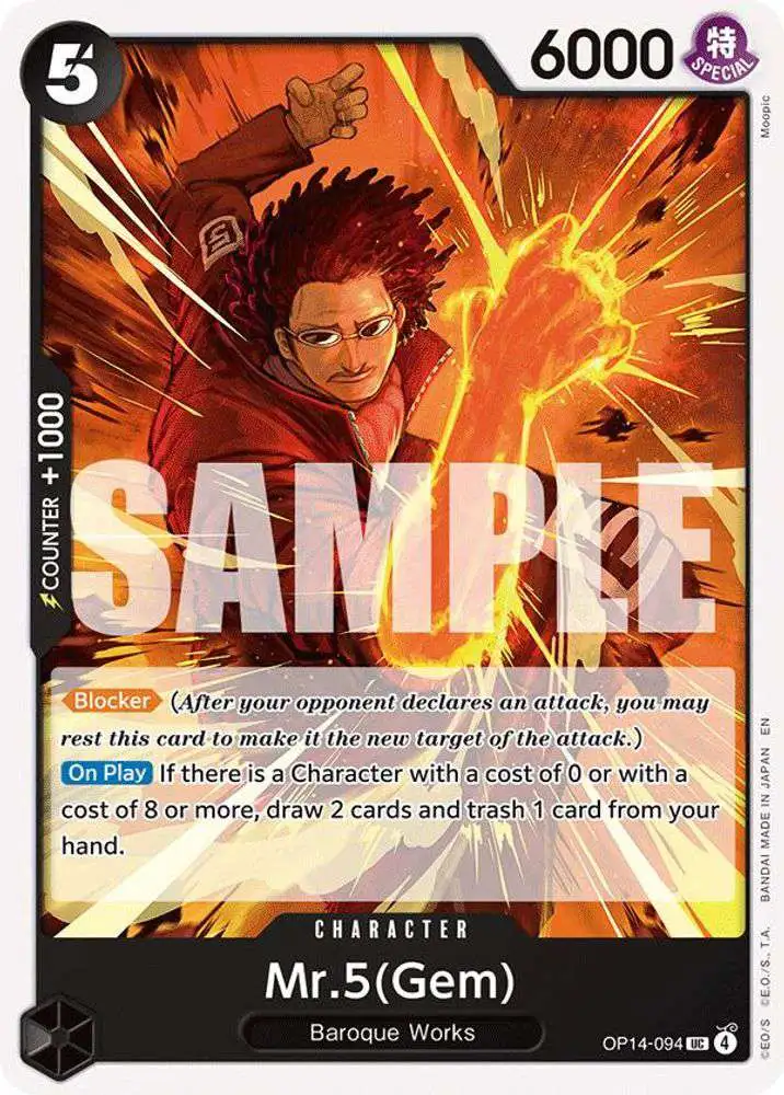 One Piece Trading Card Game The Azure Seas Seven Single Card Uncommon Mr.5 OP14-094 Gem - ToyWiz One Piece Trading Card Game The Azure Seas Seven Single Card Uncommon Mr.5 OP14-094 Gem - ToyWiz