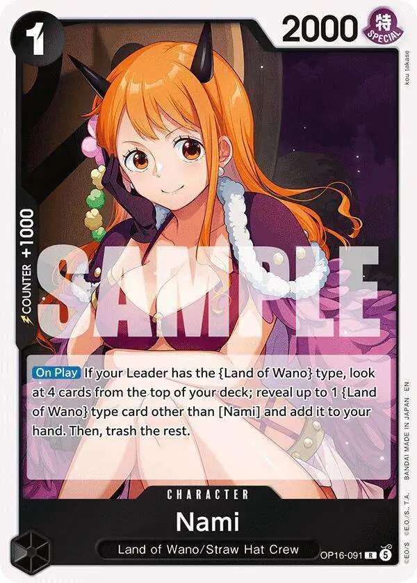 nami manga rare card One Piece Trading Card Game The Time of Battle Single Card Rare Nami  OP16-091