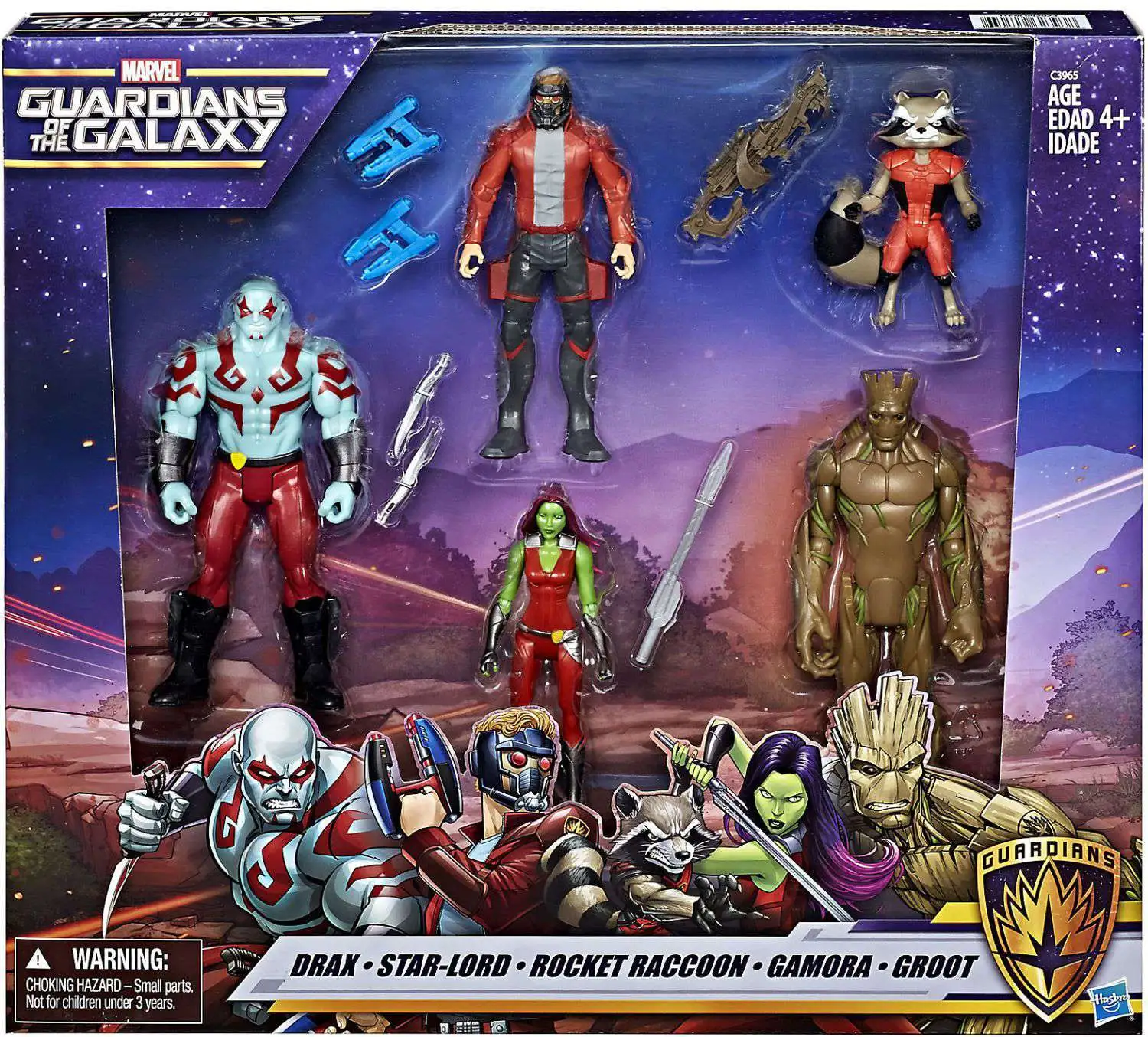 Marvel Guardians of the Galaxy Drax, Star-Lord, Rocket Raccoon