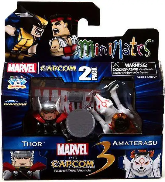 Marvel vs Capcom 3 Minimates Series 2 Amaterasu vs. Thor Exclusive Minifigure 2-Pack [Damaged Package]