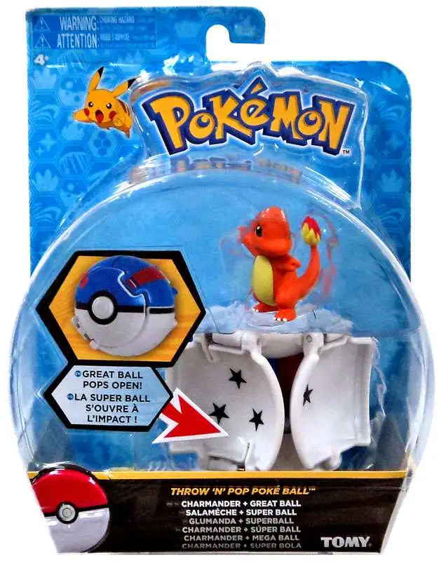 Pokemon Throw 'n' Pop Pokeball Charmander & Great Ball Figure Set 