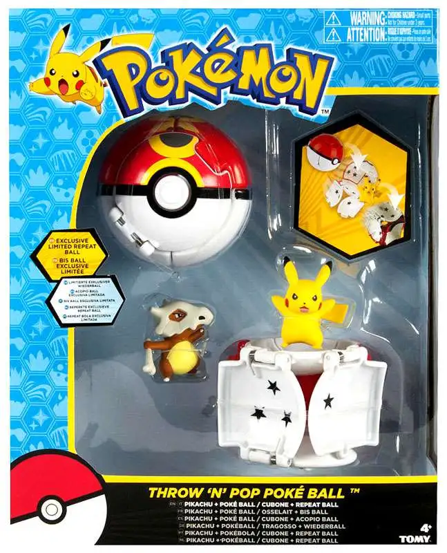 Pokemon Throw 'n' Pop Pokeball Pikachu & Poke Ball / Cubone & Repeat Ball Figure Set