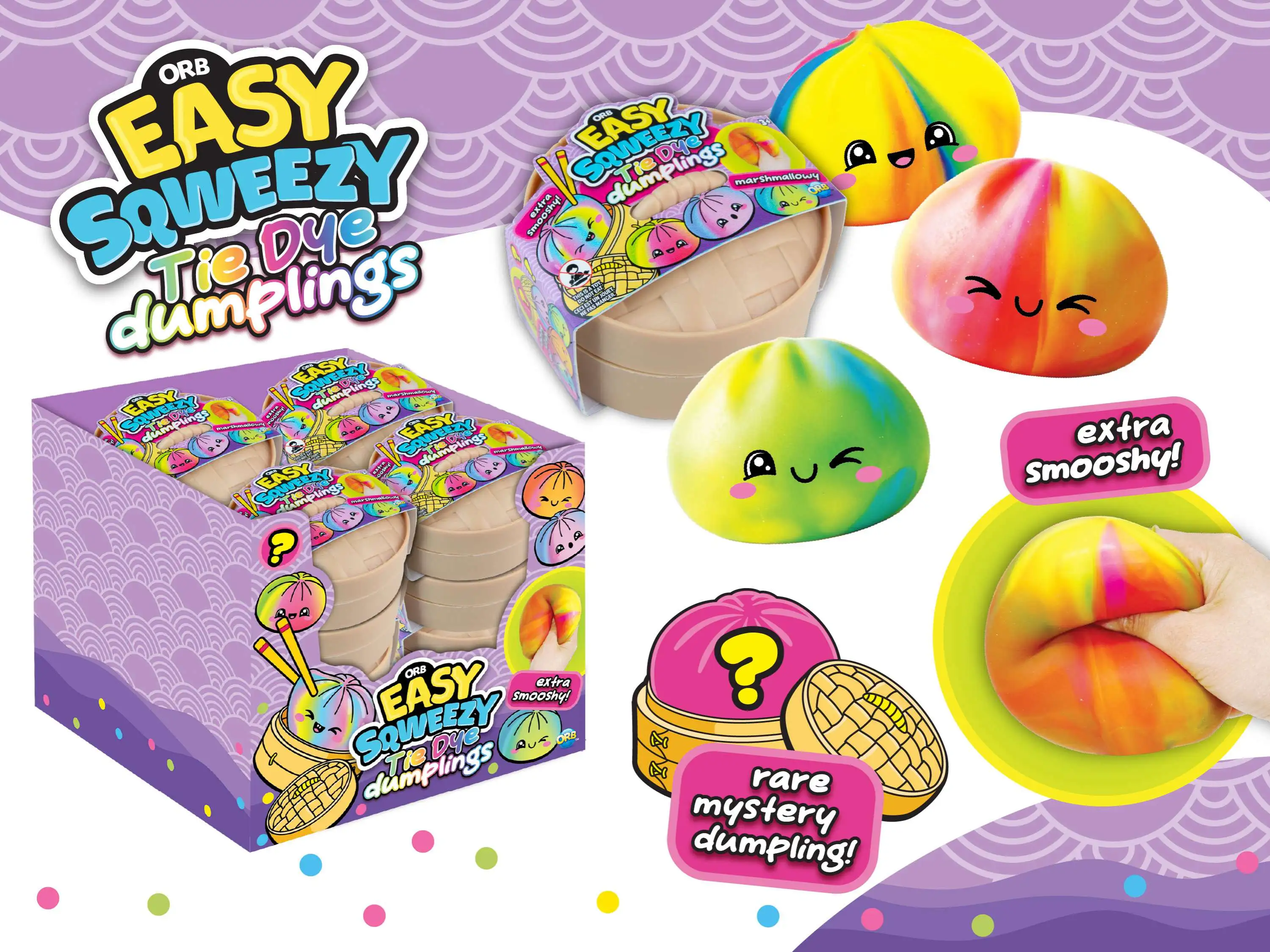 Easy Sqweezy Tie Dye Dumplings Squeeze Toy Mystery Pack [1 RANDOM Color, Extra Smooshy!] (Pre-Order ships August)