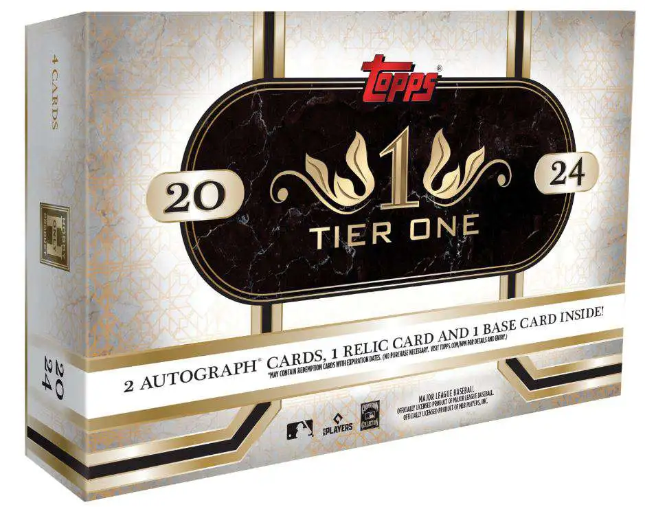 MLB Topps 2024 Tier One Baseball Trading Card HOBBY Box [1 Pack (2 Autographs, 1 Relic & 1 Base Card)]