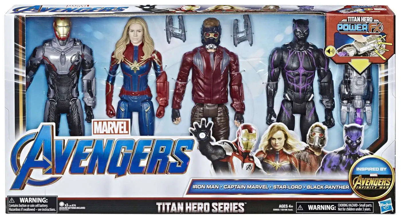 Marvel Avengers Infinity War Titan Hero Series Power FX Iron Man, Captain  America, Star-Lord Black Panther 12 Action Figure 4-Pack Hasbro - ToyWiz